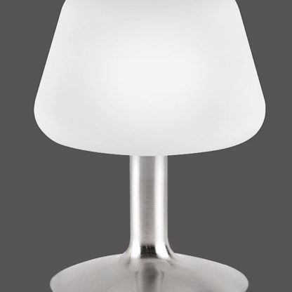 Bordslampa MILO, vit glasskärm, borstad stål, med touchdimmer - Bild 4