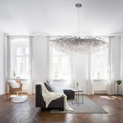 Ljuskrona ICICLE, stor kristallkrona silver - Bild 4