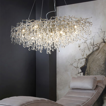 Ljuskrona ICICLE, stor kristallkrona silver - Bild 3