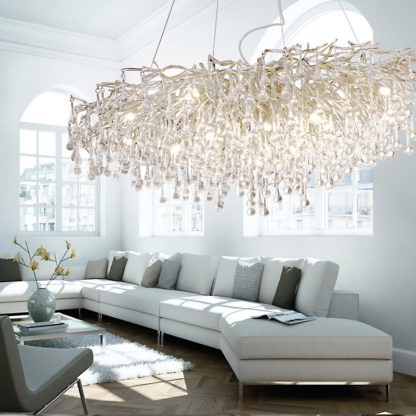 Ljuskrona ICICLE, stor kristallkrona silver - Bild 2