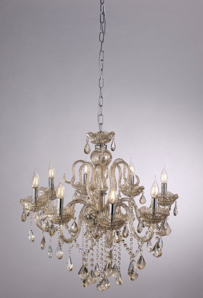 Kristallkrona GRACE, elegant kronljus i klassisk design, bärnsten-färgade kristaller - Bild 4