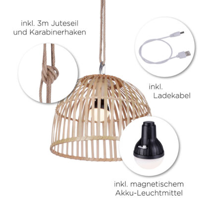 Pendellampa KORBA, LED, natur - Bild 6