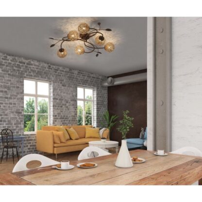 Taklampa EFFEKT, romantisk bladdesign, rost-färgad - Bild 5