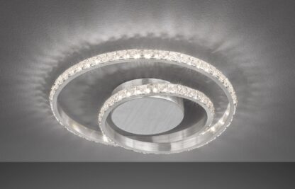 Taklampa BERTA, LED kristaller, rund designplafond i matt silver - Bild 2