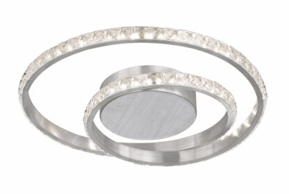 Taklampa BERTA, LED kristaller, rund designplafond i matt silver