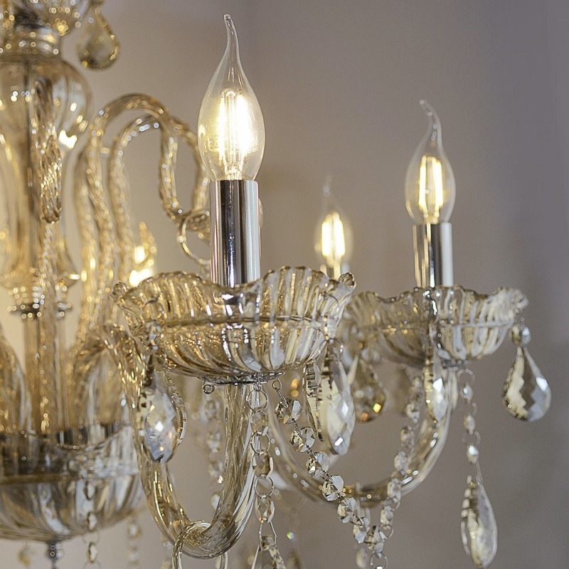 Kristallkrona GRACE, elegant kronljus i klassisk design, bärnsten-färgade kristaller - Bild 2