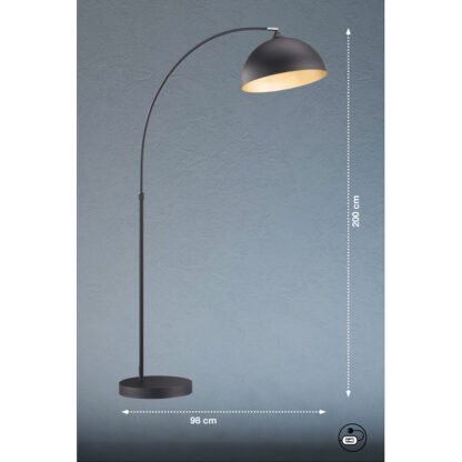 Golvlampa LEITA, retro, svart mässing, industri design, halvrund - Bild 5