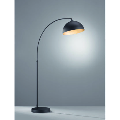 Golvlampa LEITA, retro, svart mässing, industri design, halvrund - Bild 4