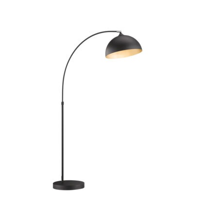 Golvlampa LEITA, retro, svart mässing, industri design, halvrund