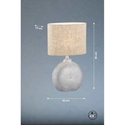 Bordslampa FORO, snygg liten lampa i beige och silver - Bild 4