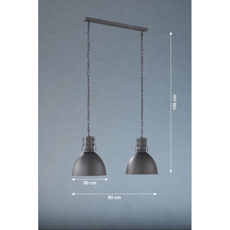 Pendellampa LONDON antik svart industri look - Bild 6