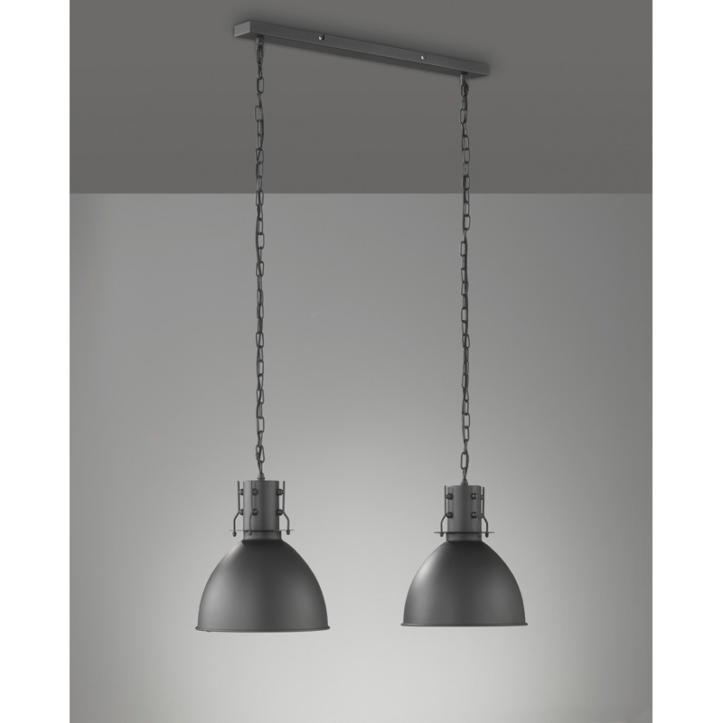 Pendellampa LONDON antik svart industri look - Bild 5