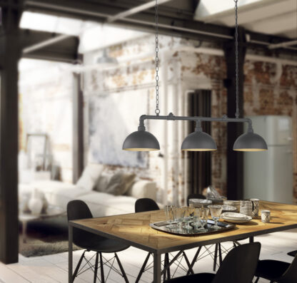 Pendellampa LEITA 3, retro, svart, industri design, kökslampa - Bild 2
