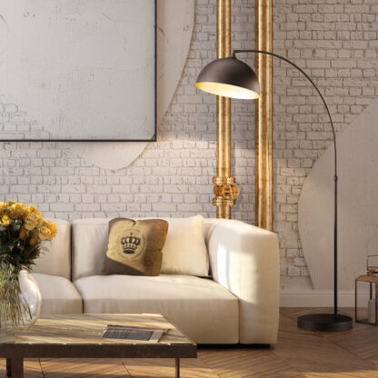 Golvlampa LEITA, retro, svart mässing, industri design, halvrund - Bild 2