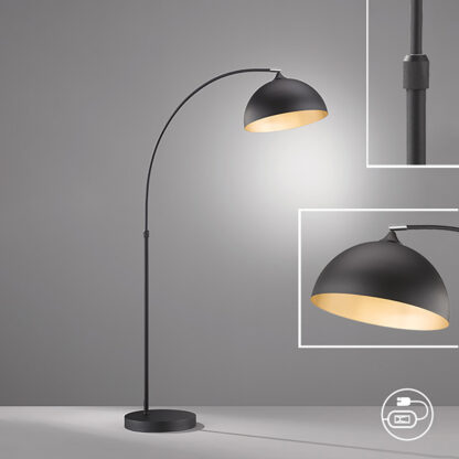 Golvlampa LEITA, retro, svart mässing, industri design, halvrund - Bild 6