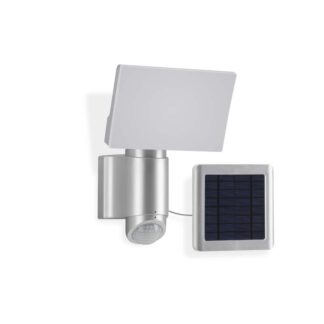 Spotlight KIRUNA, utomhus, med sensor och solcellpanel, silver