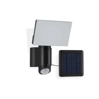 Spotlight KIRUNA, utomhus, med sensor och solcellpanel, svart