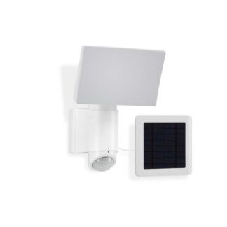 Spotlight KIRUNA, utomhus, med sensor och solcellpanel, vit
