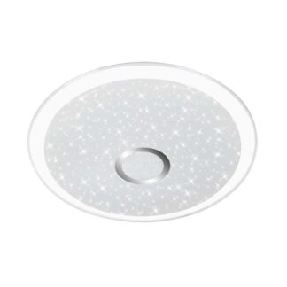 Plafond PLACE med kristalloptik, rund taklampa, silver och vit