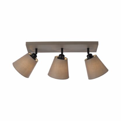 Taklampa RIALA, varm mysig ljuseffekt, 3 spot med beige tygskärm