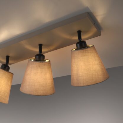 Taklampa RIALA, varm mysig ljuseffekt, 3 spot med beige tygskärm - Bild 5