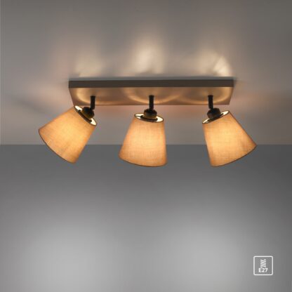Taklampa RIALA, varm mysig ljuseffekt, 3 spot med beige tygskärm - Bild 8