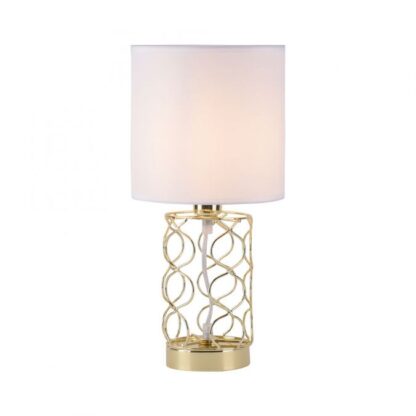 Bordslampa DEVANA, tygskärm, guld