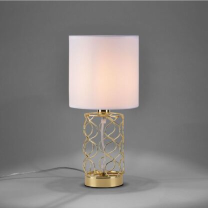 Bordslampa DEVANA, tygskärm, guld - Bild 2