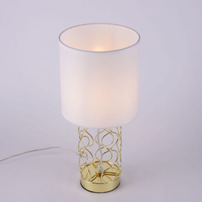 Bordslampa DEVANA, tygskärm, guld - Bild 3