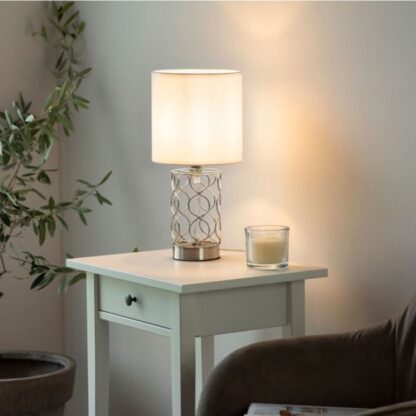 Bordslampa DEVANA, tygskärm, silver - Bild 5