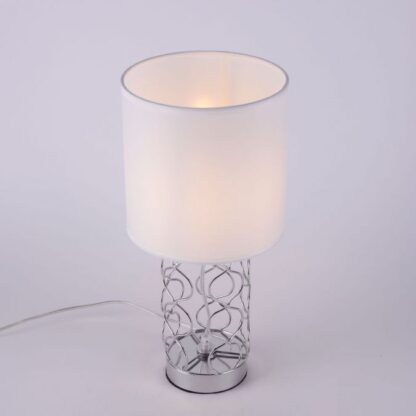Bordslampa DEVANA, tygskärm, silver - Bild 2