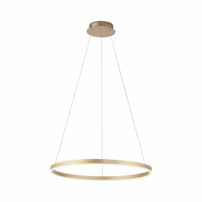 Pendellampa RITUS, mässing, ring design, LED, dimbar