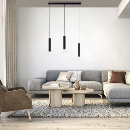 Pendellampa BRUNA, svart, 3 ljus armatur, minimalistisk design - Bild 5