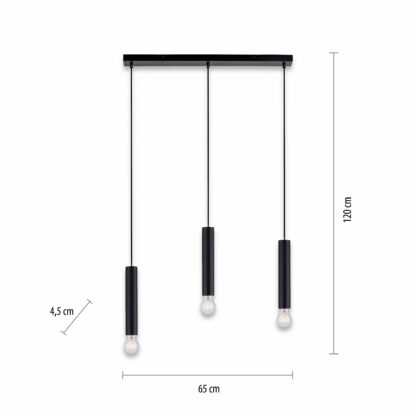 Pendellampa BRUNA, svart, 3 ljus armatur, minimalistisk design - Bild 6
