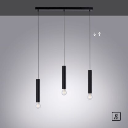 Pendellampa BRUNA, svart, 3 ljus armatur, minimalistisk design - Bild 7