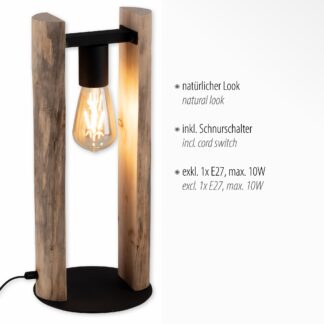 Bordslampa LOG, trädesign, varmt naturligt ljus