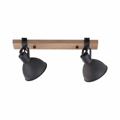 Vägg- och taklampa AMIA, svart mässing trä design, 2 spot armatur - Bild 3