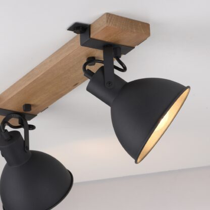 Vägg- och taklampa AMIA, svart mässing trä design, 2 spot armatur - Bild 5