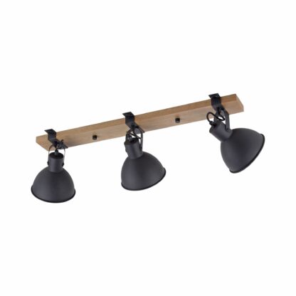 Vägg- och taklampa AMIA, 3 spotlights, svart mässing, industri look