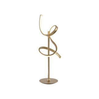 Bordslampa SLINGA, mässing matt, böjd arm, inkl. dimmer, funktionfönsterlampa på fot