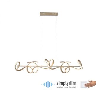 Pendellampa SLINGA, LED, 4 böjda ljusarmar med dimmerfunktion