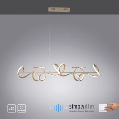 Pendellampa SLINGA, LED, 4 böjda ljusarmar med dimmerfunktion - Bild 2