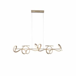 Pendellampa CURLS, mässing, LED, steglös dimbar