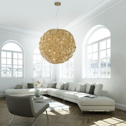 Pendellampa GOLDEN GLOBE, stor mässing boll, höjdjusterbar, guldfärgad - Bild 9