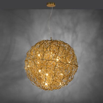 Pendellampa GOLDEN GLOBE, stor mässing boll, höjdjusterbar, guldfärgad - Bild 7