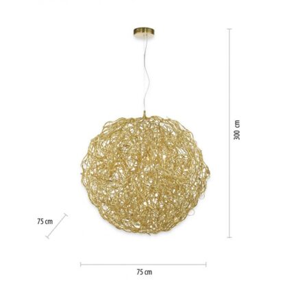 Pendellampa GOLDEN GLOBE, stor mässing boll, höjdjusterbar, guldfärgad - Bild 6