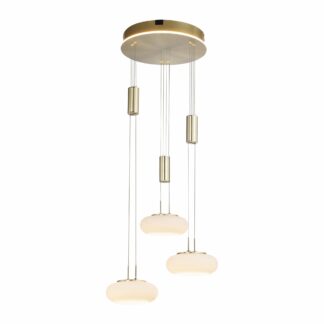 Pendellampa Q-ETIENNE, stor mässing pendel, LED smart home styrning