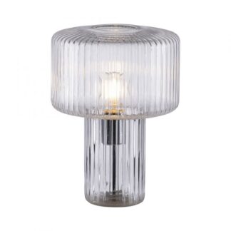 Bordslampa FUNGI, glas, transparent, 70-tals design, antik-retro