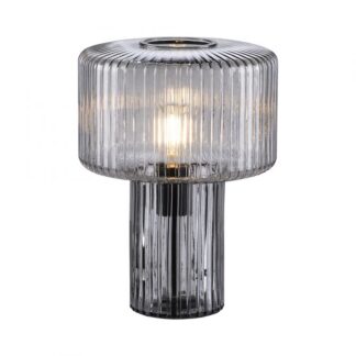 Bordslampa FUNGI, glas, rökfärgad, 70-tals design, antik-retro