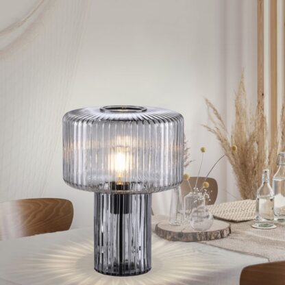 Bordslampa FUNGI, glas, rökfärgad, 70-tals design, antik-retro - Bild 6